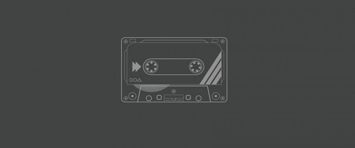 Outline of a cassette tape with play button