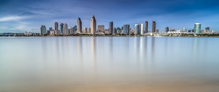 San Diego skyline reflected in the water