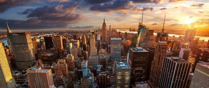 city, cityscape, night, clouds, skyline, skyscraper, evening, New York ...