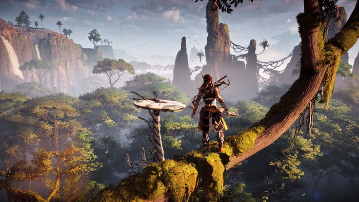 Aloy from Horizon Zero Dawn in a forest