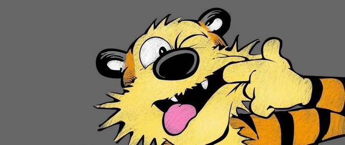 Hobbes from Calvin and Hobbes making a face