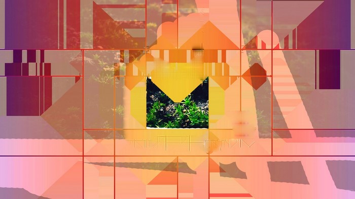 Abstract geometric illustration with grass in the center