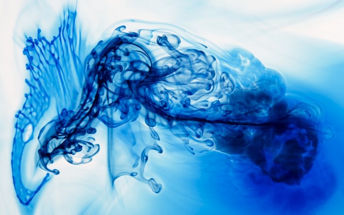 Blue ink dissolving in water abstract illustration