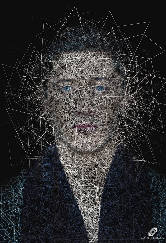 Robert Lewandowski portrait with geometric lines