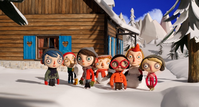 My Life of Courgette characters in a snowy village