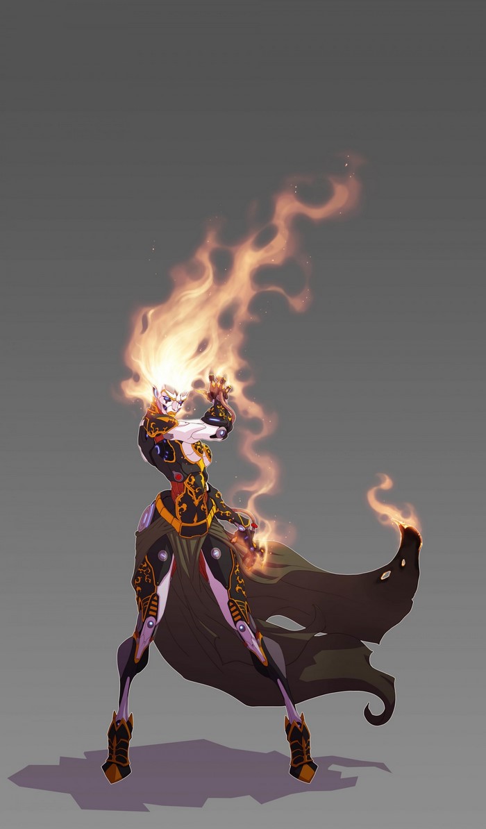Character with fire hair from Duelyst