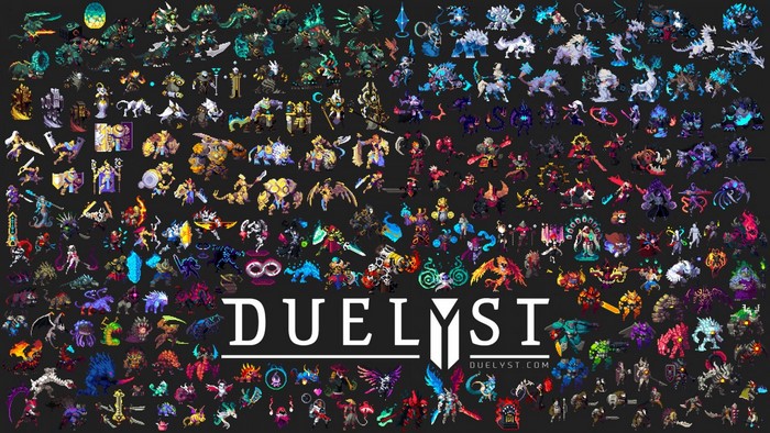 Duelyst game characters and logo