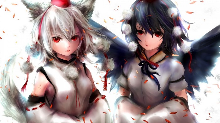 Momiji Inubashiri and Aya Shameimaru from Touhou