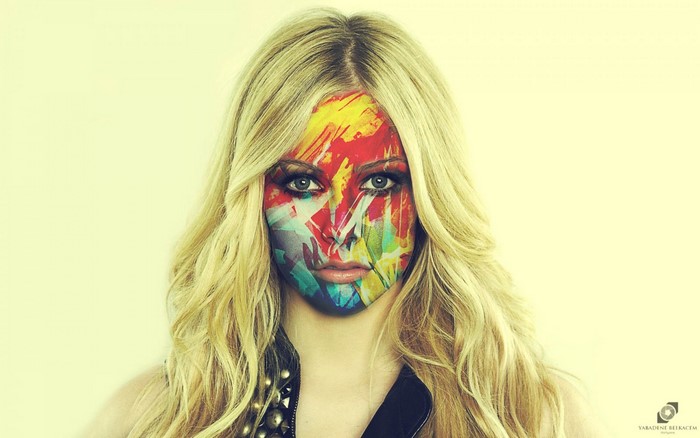Woman with colorful face paint