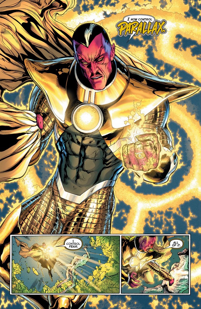 Sinestro controlling Parallax from Green Lantern comics