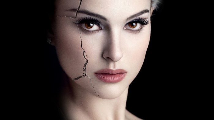 Natalie Portman as Black Swan with Cracked Face