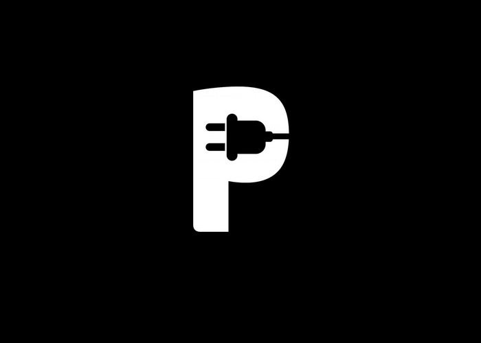 Letter P with an electrical plug