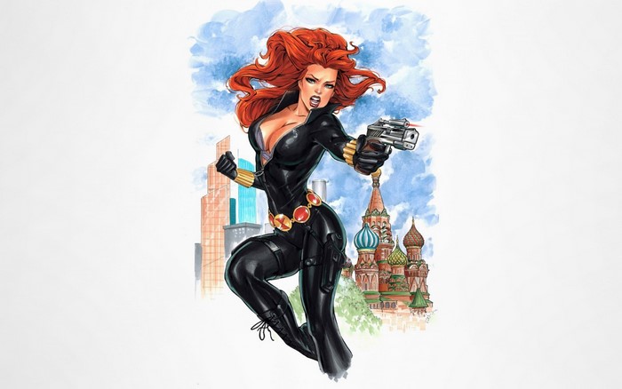 Black Widow from Marvel Comics in action