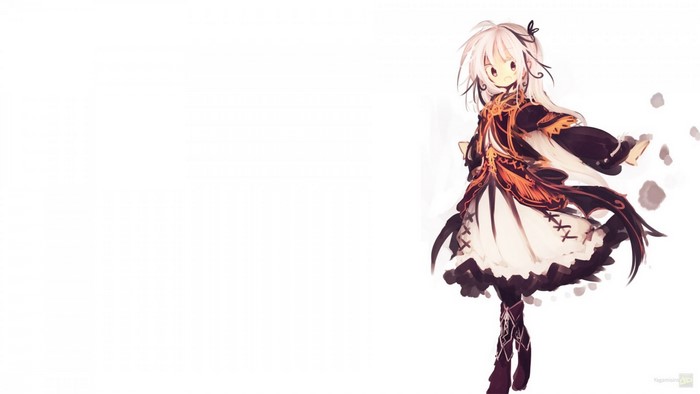 Anime girl in a black and orange dress