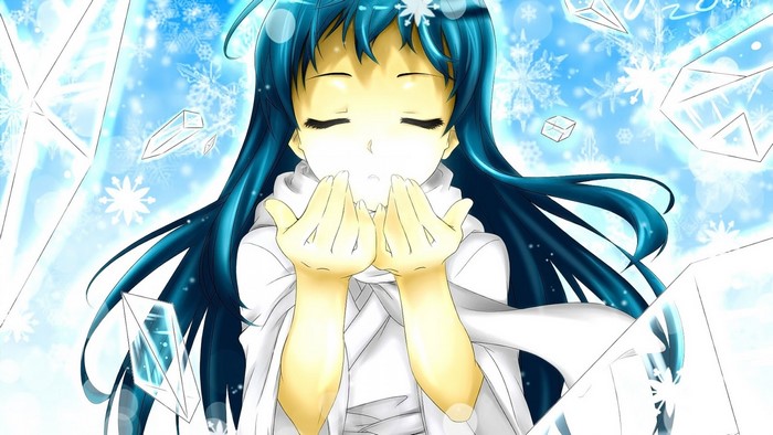 Oikawa Tsurara from Nurarihyon no Mago blowing ice
