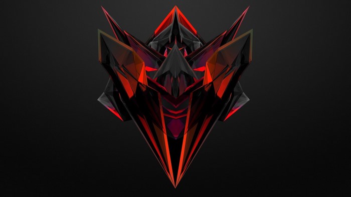 Abstract geometric red and black crystal