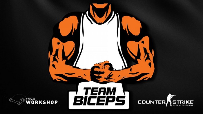Team Biceps logo with Counter-Strike Global Offensive and Steam Workshop logos