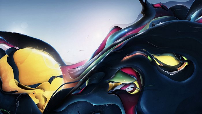 Abstract digital art with flowing colorful shapes