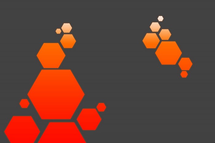 Abstract orange hexagons on a dark gray background
