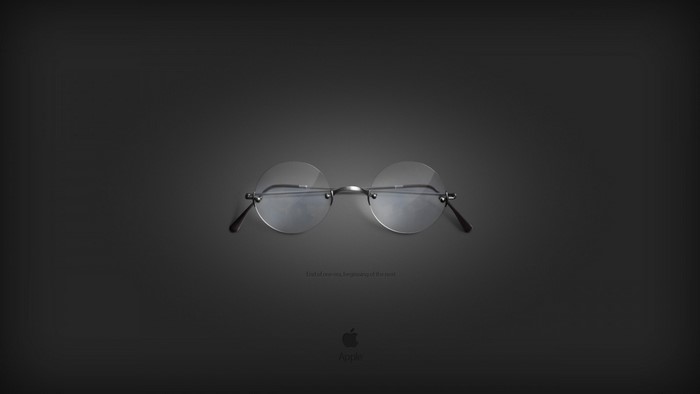 Round glasses and Apple logo