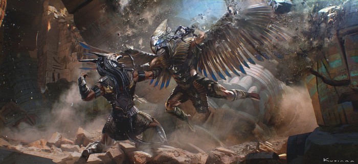Horus and Set fighting in Gods of Egypt
