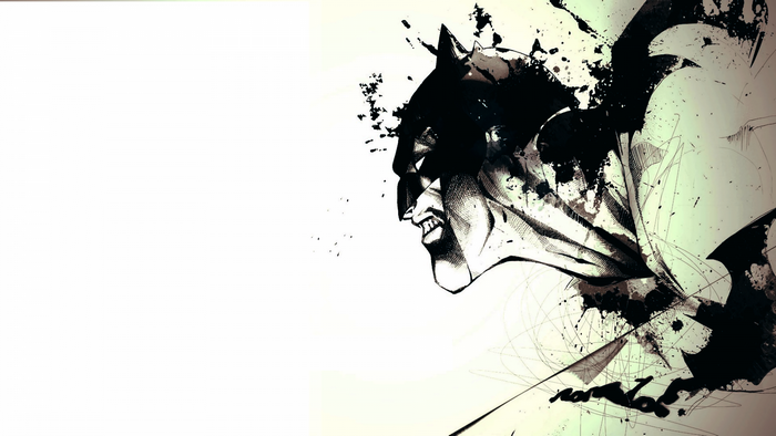 Batman illustration with ink splatters