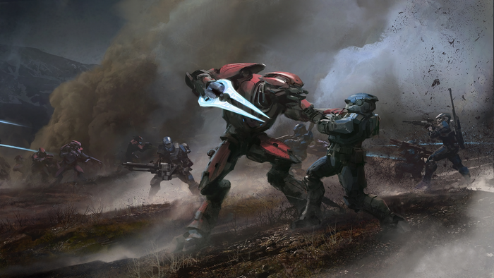 Halo: Elite and Spartans in combat