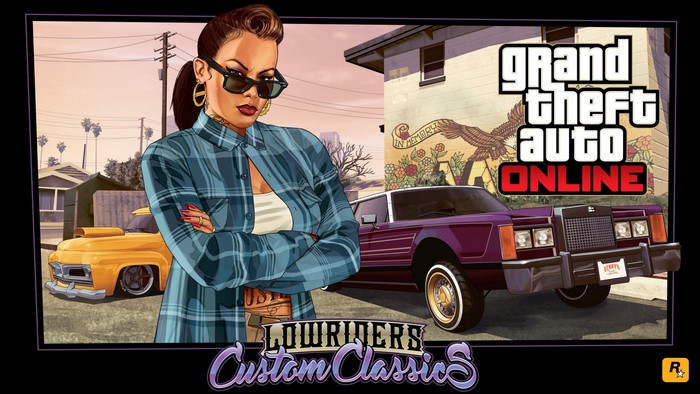 Woman with tattoos and sunglasses in Grand Theft Auto Online Lowriders Custom Classics