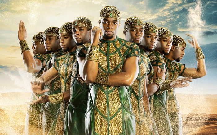 Chadwick Boseman as Black Panther in Egyptian-inspired attire