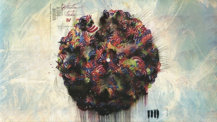 Abstract painting with colorful circular forms