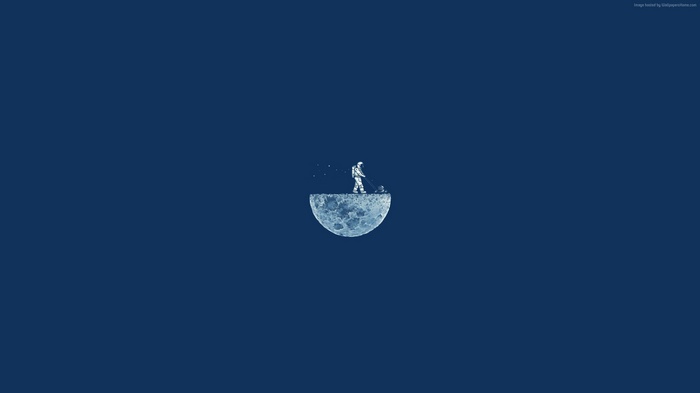 Astronaut mowing the moon