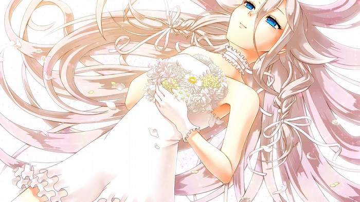IA Vocaloid in a white dress with flowers