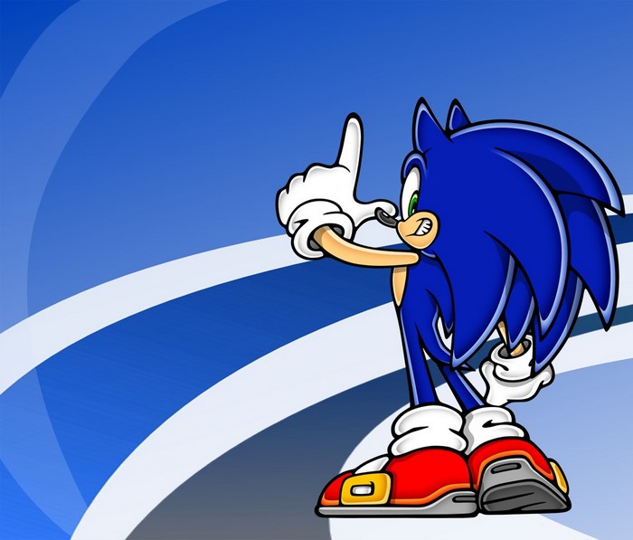 Sonic the Hedgehog pointing with his left hand