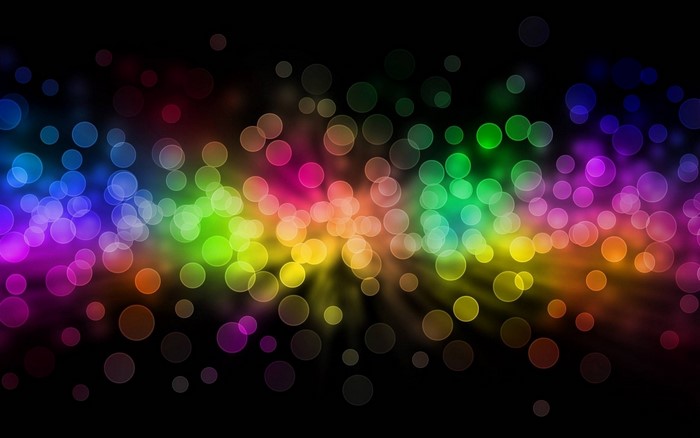 Colorful bokeh lights on a black background