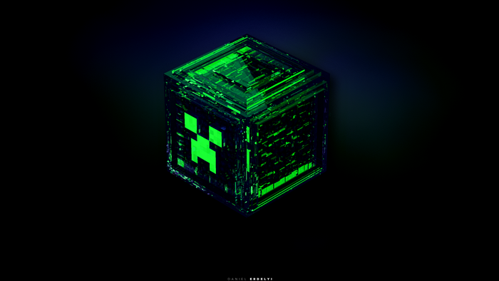 Minecraft Green Creeper Glowing Cube