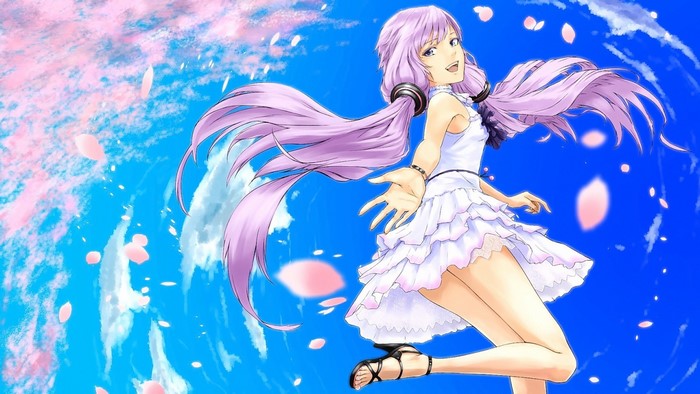 Yuzuki Yukari from Vocaloid in a white dress