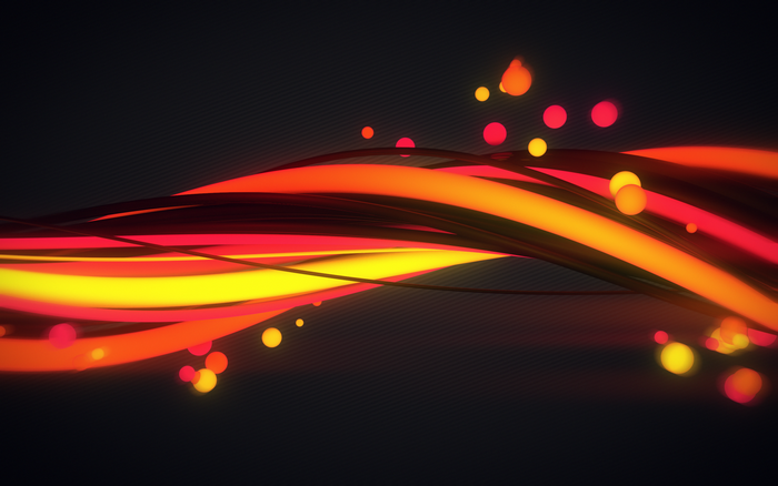 Abstract glowing red and yellow lines with bubbles