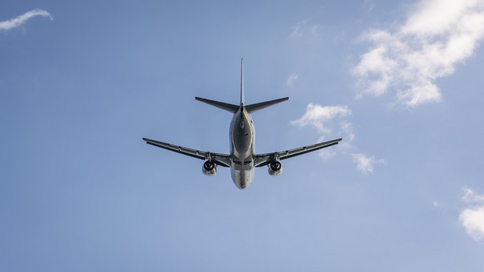 Airplane flying in the sky