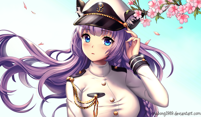 Anime girl with purple hair in a sailor uniform