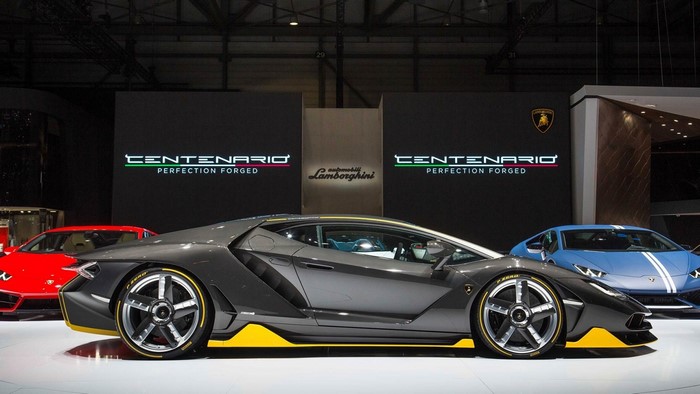 Lamborghini Centenario and other cars at an auto show
