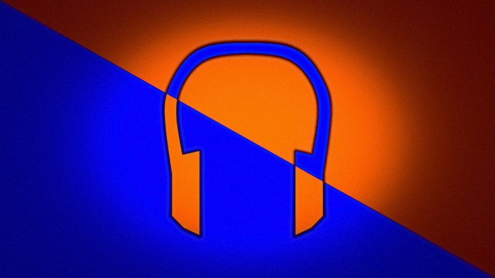 Headphones logo on split background