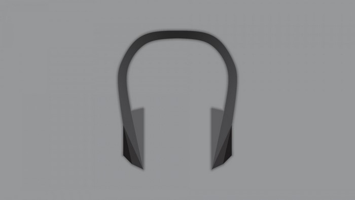 Minimalist headphones logo on gray background