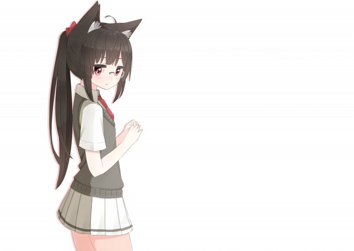 Anime girl with cat ears and glasses