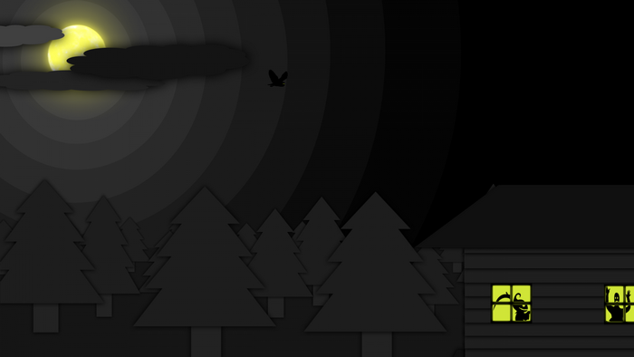 Halloween night with spooky house and moon