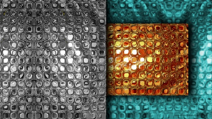 Abstract Mosaic Texture with Silver, Copper, and Teal Colors