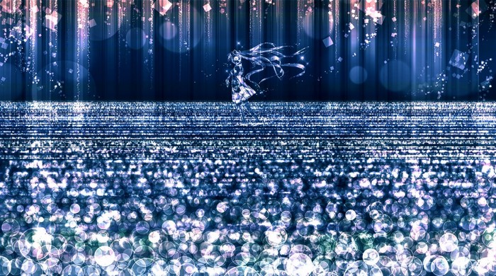 Hatsune Miku performing on a digital stage