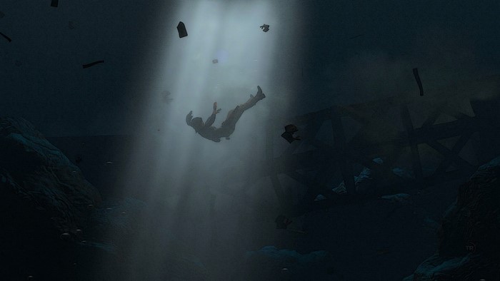 Lara Croft from Rise of the Tomb Raider underwater