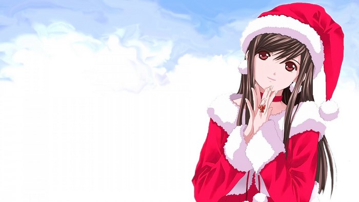 Amamiya Sayuri from Tokimeki Memorial Only Love wearing Christmas outfit