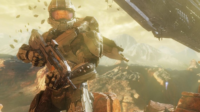 Master Chief from Halo 4 in a desert landscape