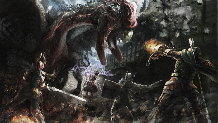 Dragon's Dogma screenshot of a dragon fight